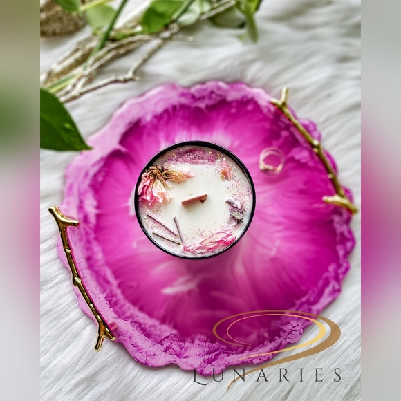 Resin Round Vanity Tray, Cosmetic, Jewelry, Candle, Handmade - Picture 3 of 13